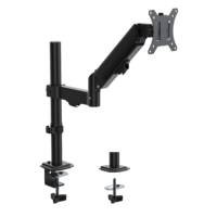 Soporte de Monitor Individual Auki con Resorte de Gas Ajustable en Altura, Compatible con Pantallas de 13-32 Pulgadas, Capacidad de 10 kg, Montaje en Escritorio con Poste