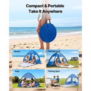 Tenda da Spiaggia Portatile UPF 50+ per 2 Persone, Leggera con Tasche per Sabbia e Borsa per il Trasporto, Design Pop-Up - Product Image 6
