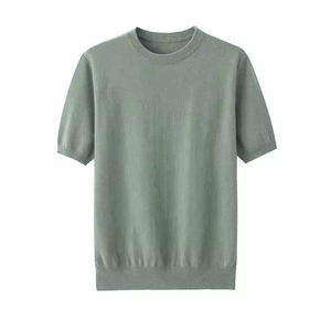 T-shirt Oversize en Coton Coupe Ample Épaules Tombantes Manches Courtes Col Rond Uni Décontracté Quotidien Grande Taille Vêtements en Gros - Product Image 2