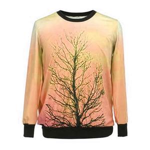 เสื้อสเวตเชิ้ตคอกลมผู้ชาย ลายต้นไม้สีเหลือง ทรงปกติ ลำลอง ผ้าถักโพลีเอสเตอร์ สไตล์ฤดูใบไม้ผลิ - Product Image 3