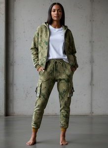 ชุดเสื้อฮู้ดซิปสีเขียวมะกอกพรีเมียมและกางเกงจ็อกเกอร์คาร์โก้ - Product Image 5