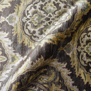 Tapis en laine noué à la main, marron et or, motif médaillon traditionnel, tapis oriental pour la décoration moderne du salon - Product Image 5