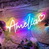 Enseigne LED 3D personnalisée « Joyeux Anniversaire » avec nom d'entreprise, enseigne néon murale, logo décoratif lumineux, lettres lumineuses pour entreprise, enseigne de barbier