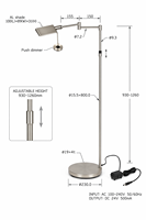 Lámpara de Pie LED Minimalista de Metal, Altura Ajustable, Pantalla Rectangular, Luz Fría Blanca 3000K, Lámpara de Pie para Oficina