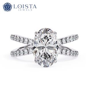 แหวนหมั้นเพชรทรงวงรี LOISTA เพชรธรรมชาติแพลตตินัม ได้รับการรับรองจาก GIA เครื่องประดับสตรีสุดคลาสสิก - Product Image 1