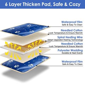 Almohadilla Eléctrica Calefactora para Mascotas, Manta Impermeable para Perros y Gatos con 9 Niveles y 4 Ajustes de Temporizador, Funcionamiento Constante - Product Image 3