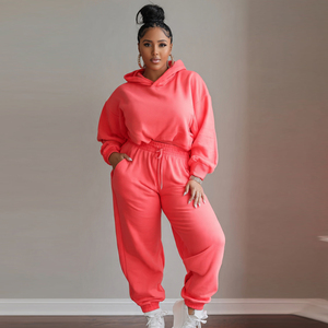 ชุดวอร์มโอเวอร์ไซส์หนา 500gsm สำหรับผู้หญิง เสื้อฮู้ดดี้ทรงหลวม กางเกงจ็อกเกอร์ทรงหลวม ชุดเซ็ตสำหรับสุภาพสตรี - Product Image 1