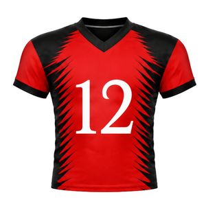 Red Black Short Sleeve American Football Jersey Lightweight Breathable <b>Athletic</b> Team Shirt for Game Day Practice and Match - Product Image 1