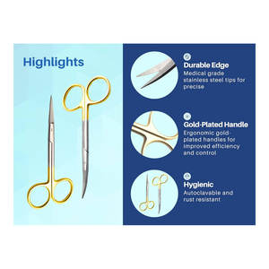 Tijeras de disección rectas y curvas de 4.5 pulgadas, tijeras quirúrgicas de punta fina Super Cut para eliminación de verrugas, suturas de encías y ojos - Product Image 3