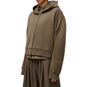 Sudadera con Capucha Premium de Algodón Orgánico con Cremallera y Pliegues, Unisex, de Felpa Francesa Gruesa, Estilo Urbano Relajado, Personalizable, para Otoño - Product Image 6