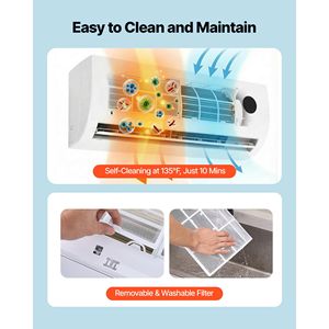 Mini Split de 9000 BTU, Aire Acondicionado de 230V, 19 SEER2, Sistema Inverter de Alta Eficiencia con Enfriamiento y Calefacción Rápidos y Funcionamiento Silencioso - Product Image 6