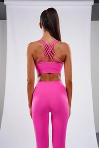 Conjunto de Yoga para Mujer de 2 Piezas, Lavado, Sólido, Ligero, Transpirable, Tallas Grandes, Cintura Alta Elástica, Ropa Deportiva con Logotipo Frontal - Product Image 3