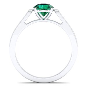 Anillo REYES con Gema de Esmeralda de Corte Redondo de 1 Quilate en Plata de Ley 925, Certificado GRA, Moissanita, Anillo de Piedra de Nacimiento, Joyería Fina - Product Image 4