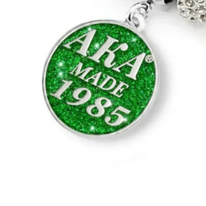 Made 1985 <b>Bracelet</b> for Women Elegant Green and <b>Silver</b> Color <b>Charm</b> Jewelry Fashion Wrist Accessory Premium Sorority Inspired - Product Image 5