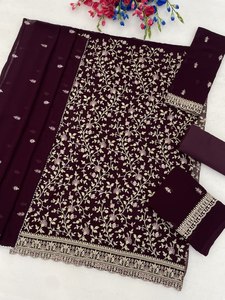 Salwar Kameez pour femme en rayonne violette brodée avec dupatta, tenue traditionnelle indienne et pakistanaise, longueur cheville, coupe classique - Product Image 2