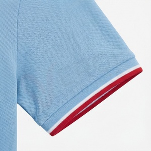 Polo à manches courtes bleu clair pour homme, 100% coton piqué, décontracté, respirant, coupe classique, design tricoté uni - Product Image 6