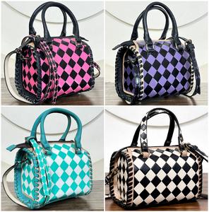 Sacs de voyage Speedy en cuir véritable à carreaux, faits main et de qualité supérieure, nouveaux sacs à main compacts de luxe pour femmes - Product Image 5