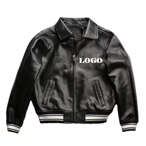 Chaqueta Bomber de Cuero Negra para Hombre, Manga Larga, Estilo Otoñal, Tamda International TI-MLJ-02, Talla Grande, Transpirable, para Todas las Temporadas - Product Image 2