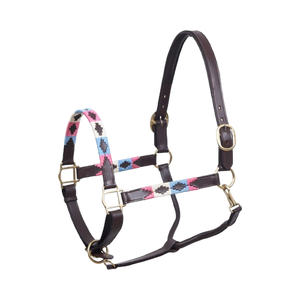 Harnais de cheval en cuir de qualité supérieure avec motif tissé coloré, collier de tête réglable pour l'entraînement et l'équitation - Product Image 1