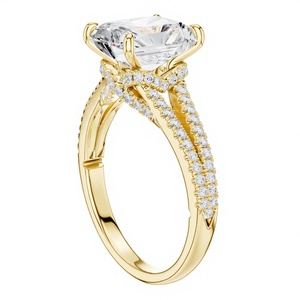 Bague de luxe en or jaune avec diamant taille émeraude certifié IGI, plaqué rhodium, pour femme - Bijou élégant pour fiançailles, mariage et soirées - Product Image 4