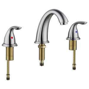 Rubinetto Moderno a 3 Fori per Lavabo, Finitura Nichel Spazzolato, Design a Cascata - Product Image 1