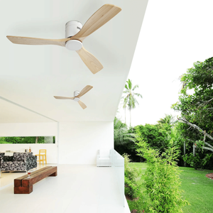Ventilatore da soffitto da 52 pollici con 3 pale in legno massello naturale, motore DC reversibile silenzioso e telecomando per soggiorno - Product Image 5