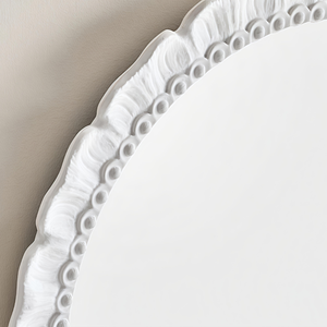 Décoration murale en bois sculpté artisanal, miroir avec cadre décoratif floral blanc en MDF, décoration de salon - Product Image 4