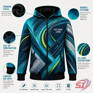Sweat à capuche sport personnalisé Aqua Lime Kinetic avec fermeture éclair intégrale, impression OEM, logo marque privée, vente en gros, fabricant de performance - Product Image 4