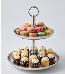 Premium Two-Tier Stainless Steel <b>Cake</b> <b>Stand</b> Handmade Hammered Finish Dessert Display For Wedding Events And Restaurants - Product Image 3