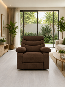 Sillón Reclinable Moderno de Tela Color Chocolate, Sillón Individual con Reposapiés para Sala de Estar, Hotel, Villa u Oficina - Product Image 3