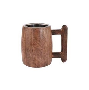 Fournisseur en gros de tasses en bois de luxe, tasse viking moderne en bois et acier inoxydable avec poignée, tasse en bois pour sublimation - Product Image 4