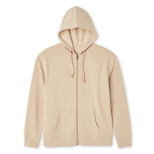 Nueva Sudadera con Capucha y Cierre para Hombre, Color Beige, Corte Regular, Color Sólido, Felpa Francesa, Estilo Casual para Otoño - Product Image 1