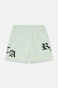 Men's Light Green Cotton Shorts With Letter Print Drawstring Waist Casual Style - Product Image 3