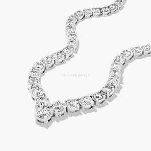 Luxury Round Brilliant Lab Created Diamond V <b>Necklace</b> 14K Gold Graduated Tennis Chain <b>Statement</b> Bridal Wedding Jewelry - Product Image 5