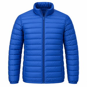 <b>Men's</b> <b>Lightweight</b> Solid Hooded Puffer <b>Jacket</b> 100% Cotton Winter Windbreaker Zip Closure Soft Material Casual Waterproof - Product Image 1