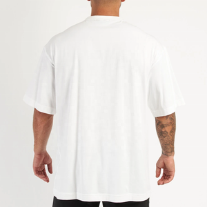 Low Price Plus Size Men's T-Shirts 100% Organic Cotton Casual Knitted Letter Pattern Breathable Anti-Wrinkle Gym Wear Wholesale - Product Image 6