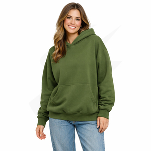 Hoodie oversize pour femme, écologique, durable, 100% coton biologique, 450 g/m², doublure en polaire résistante, respirant, uni, sans motifs - Product Image 2