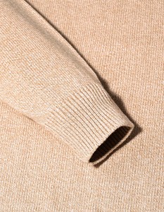 Suéter Minimalista para Hombre, Color Beige Sólido, Cuello Redondo, Tejido de Punto, Venta al Por Mayor, Personalizable OEM, Suéter Beige Cómodo para Invierno, Estilo Casual - Product Image 3