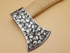 Hacha de camping de acero al carbono personalizada con mango de madera de fresno, hecha a mano, para uso exterior, con funda de cuero, OEM ODM, venta al por mayor, regalo. - Product Image 6