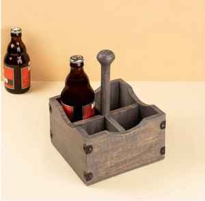 Organizador de Escritorio Rústico de Madera con Asas Metálicas, Caja de Almacenamiento para Suministros de Oficina, Organizador de Escritorio de Madera con Múltiples Compartimentos - Product Image 4