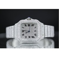 Montre-bracelet de luxe de qualité supérieure, blanche, sertie de diamants, étanche, à quartz, pour hommes, disponible à l'exportation depuis l'Inde.