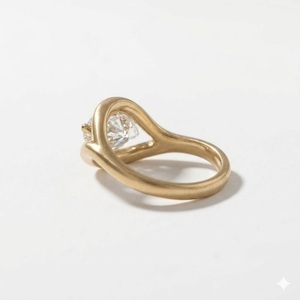 Anillo de compromiso y promesa de oro de 14K/18K con diamante marquise solitario de laboratorio, engaste biselado, estilo oriental-occidental, para ella, certificado IGI - Product Image 2