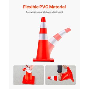 12 Coni Stradali in PVC Arancioni, Altezza 28 Pollici/73 cm, con 2 Collari Riflettenti e Base Appesantita, Coni di Sicurezza per Uso Stradale - Product Image 4