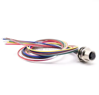 Arnés de cableado automotriz de 8 pines, código A, M12, cobre estañado, relación de contracción 3:1, montaje en panel