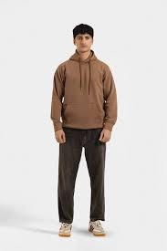 Sweat à capuche en molleton épais pour homme, marron café uni, coupe ample, style streetwear, personnalisable avec logo, OEM - Product Image 2