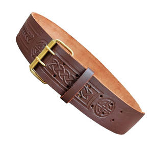 Cinturón celta marrón con nudo celta grabado, patrón de tejido, tartán de los Highlanders, cinturones irlandeses de clan, venta al por mayor 2026 - Product Image 4