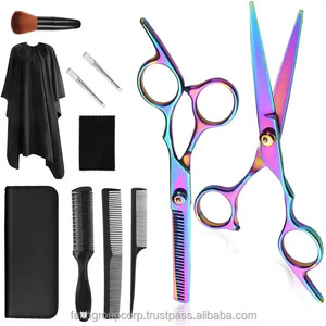 Kit de Barbería con Tijeras y Navajas Negras, Kit de Salón de Belleza, Tijeras de Peluquería para Adelgazar el Cabello para Adultos, Precio al por Mayor - Product Image 3