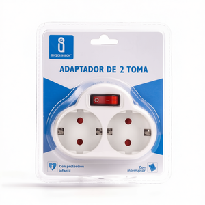 Adattatore a 2 Prese con Interruttore e Protezione per Bambini - Product Image 2