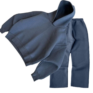 Conjunto de Chándal Oversize Personalizado al por Mayor para Hombre: Sudadera con Hombros Caídos y Pantalones Acampanados, Chándal Vintage de Doble Cremallera de Alto Gramaje - Product Image 3