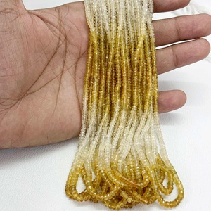 Cuentas sueltas Rondelle facetadas sombreadas de zafiro amarillo Natural de 3mm para collar Comprar cuentas de piedra de zafiro sombreadas listas para comprar - Product Image 3